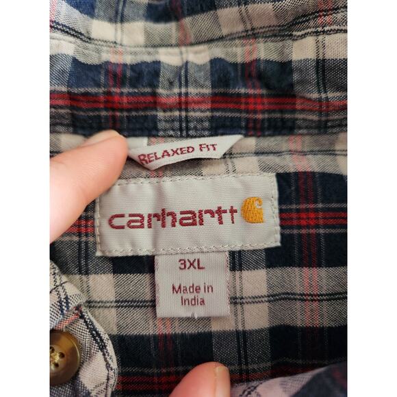 Carhartt Men's Relaxed Fit Long Sleeve Plaid Button Up-3XL - Picture 4 of 4